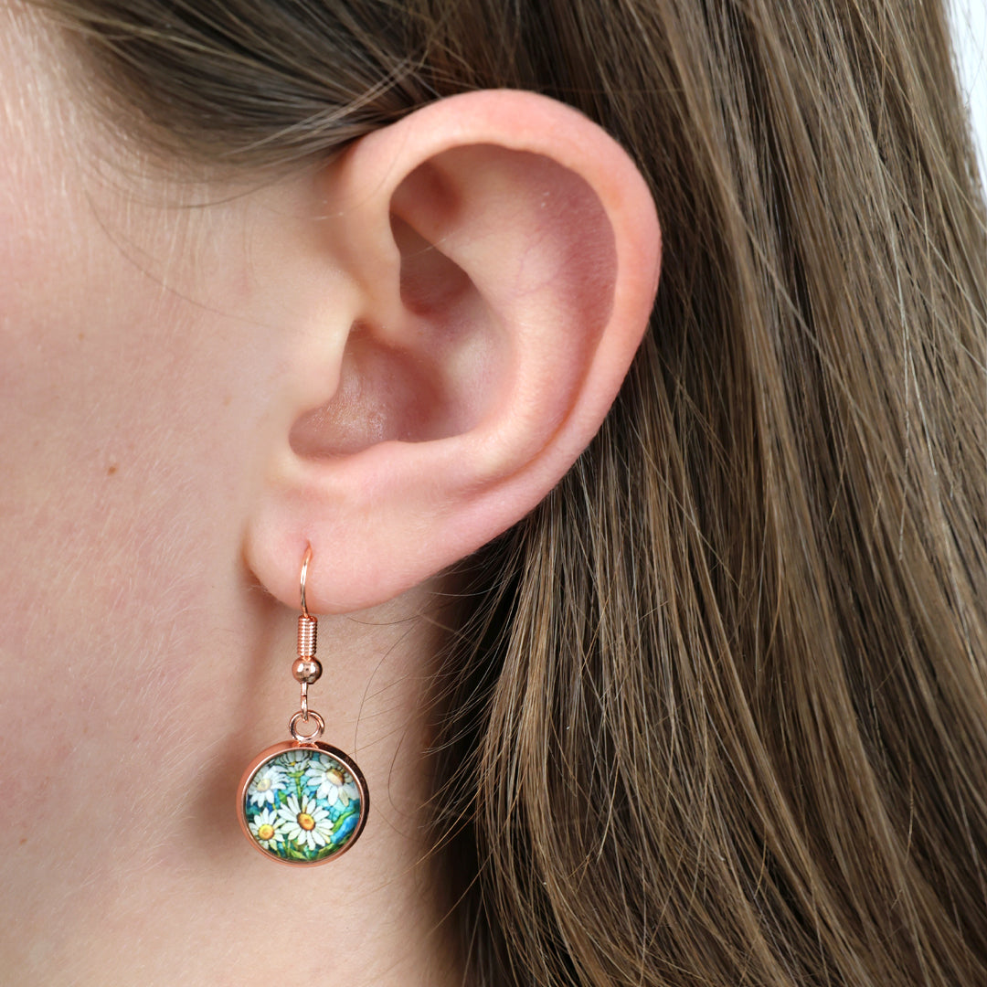 FLORAL WONDERS - DAISY WINDOW - You Are Amazing! - Rose Gold Dangle Earrings - DAISY WINDOW  (11151)