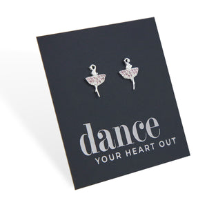 Poised Dancer - Sterling Silver Stud + Soft Pink CZ - Dance Your Heart Out (8812)