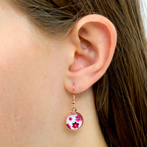 PINK COLLECTION - Love Just For you! - Bright Silver Dangle Earrings - Pink Charm (11064)