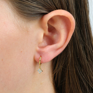 HUGGIES - Thank You For Being So Amazing - 18K Gold Sterling Silver Hoops with Cubic Zirconia Star Charm (2214-R)