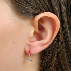 HUGGIES - Thank You For Being So Amazing - 18K Rose Gold Sterling Silver Hoops with Cubic Zirconia Star Charm (2214-F)