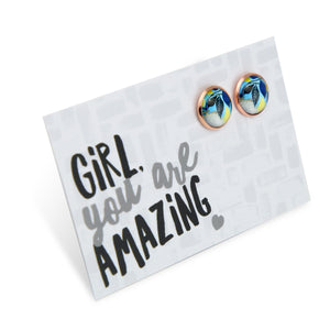 Blue Collection - Girl you are Amazing - Rose Gold 12mm Circle Studs - Dolce (11352)