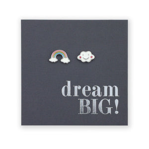 Rainbow & Cloud - Sterling Silver Studs - Dream Big (8505)