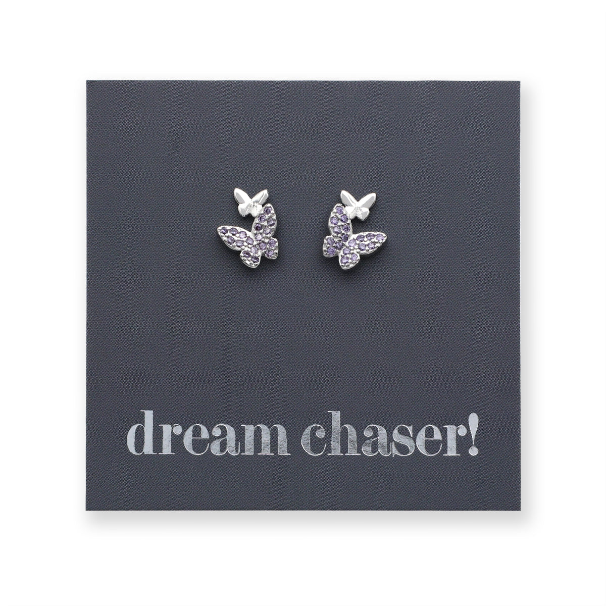 BUTTERFLY DREAM - Sterling Silver Stud with purple CZ - Dream Chaser! (9914-S)