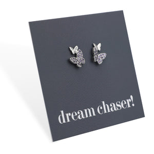 BUTTERFLY DEAM - Sterling Silver Stud with purple CZ - Dream Chaser! (9914-S)