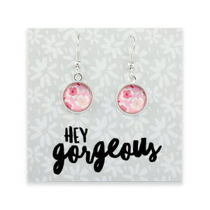 PINK COLLECTION - Hey Gorgeous - Bright Silver Dangle Earrings - Sweet Blooms (11145)