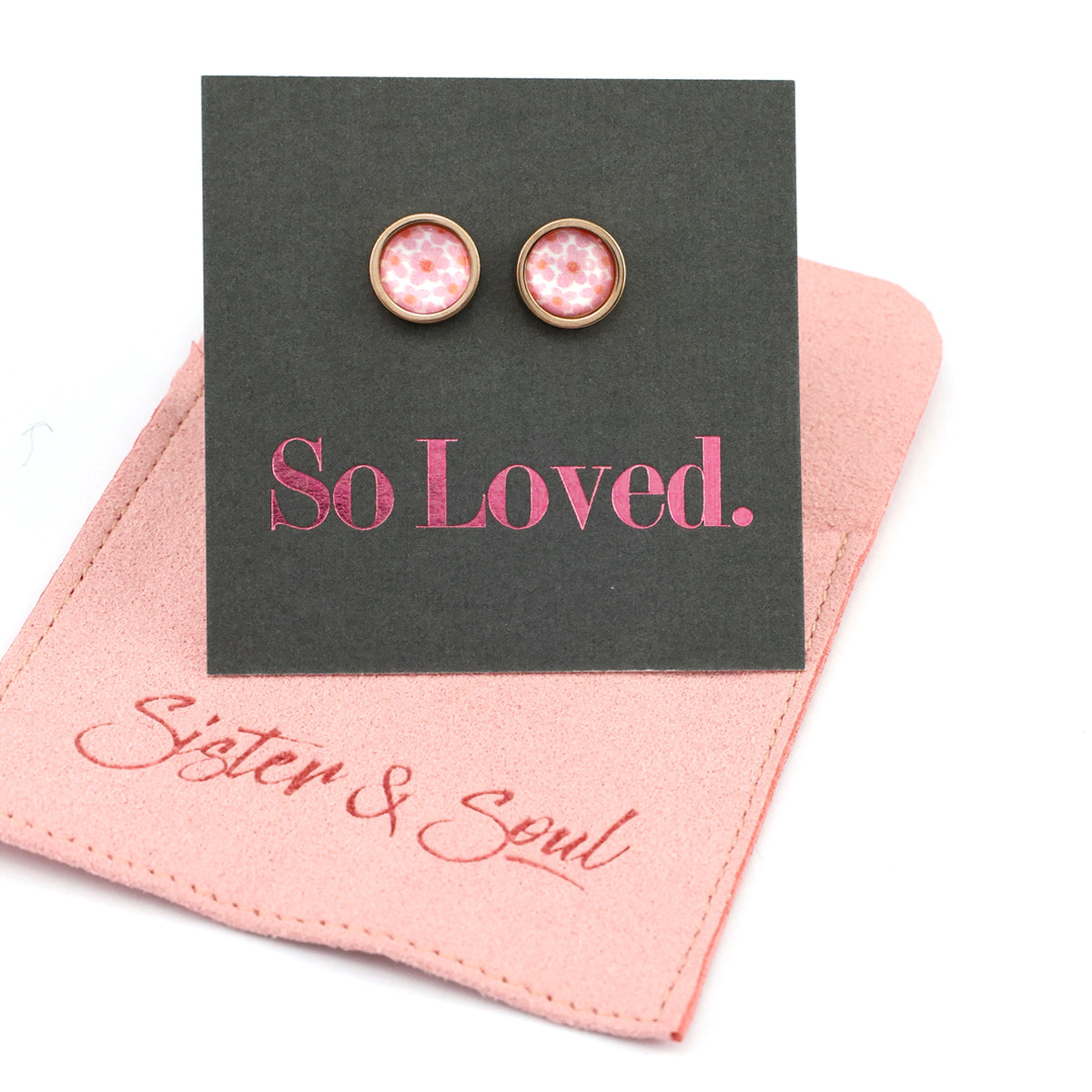 So Loved - Rose Gold Stainless Steel 8mm Circle Studs - Ella (12211)