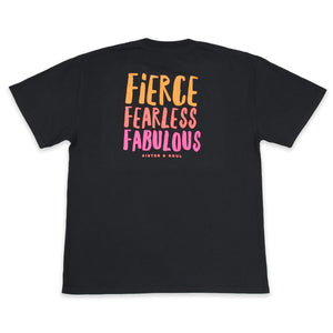 FIERCE FEARLESS FABULOUS - Plus Size - Unisex Washed Black - Long Cut Heavy Tee