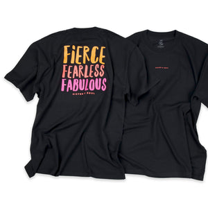 FIERCE FEARLESS FABULOUS - Plus Size - Unisex Washed Black - Long Cut Heavy Tee