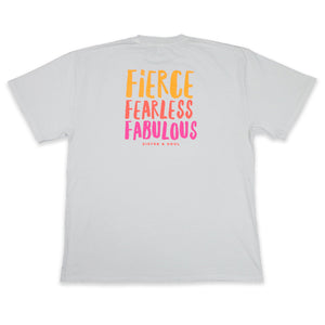 FIERCE FEARLESS FABULOUS - Plus Size - Unisex Washed Bone - Long Cut Heavy Tee