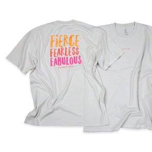 FIERCE FEARLESS FABULOUS - Plus Size - Unisex Washed Bone - Long Cut Heavy Tee