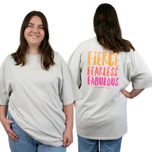 FIERCE FEARLESS FABULOUS - Plus Size - Unisex Washed Bone - Long Cut Heavy Tee