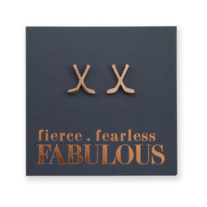 Stainless Steel Earring Studs - Fierce Fearless Fabulous - HOCKEY STICKS