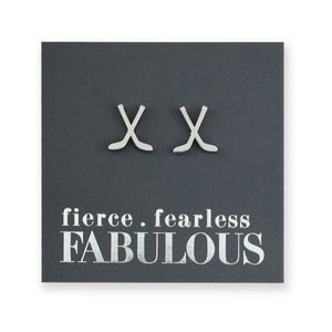 Stainless Steel Earring Studs - Fierce Fearless Fabulous - HOCKEY STICKS