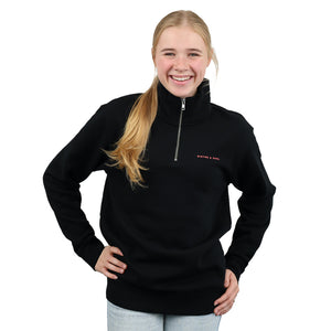 FIERCE FEARLESS FABULOUS Half Zip Crew Jumper - Black