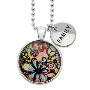 Heart & Soul Collection - Bright Silver 'FAMILY' Necklace - Flora (10452)