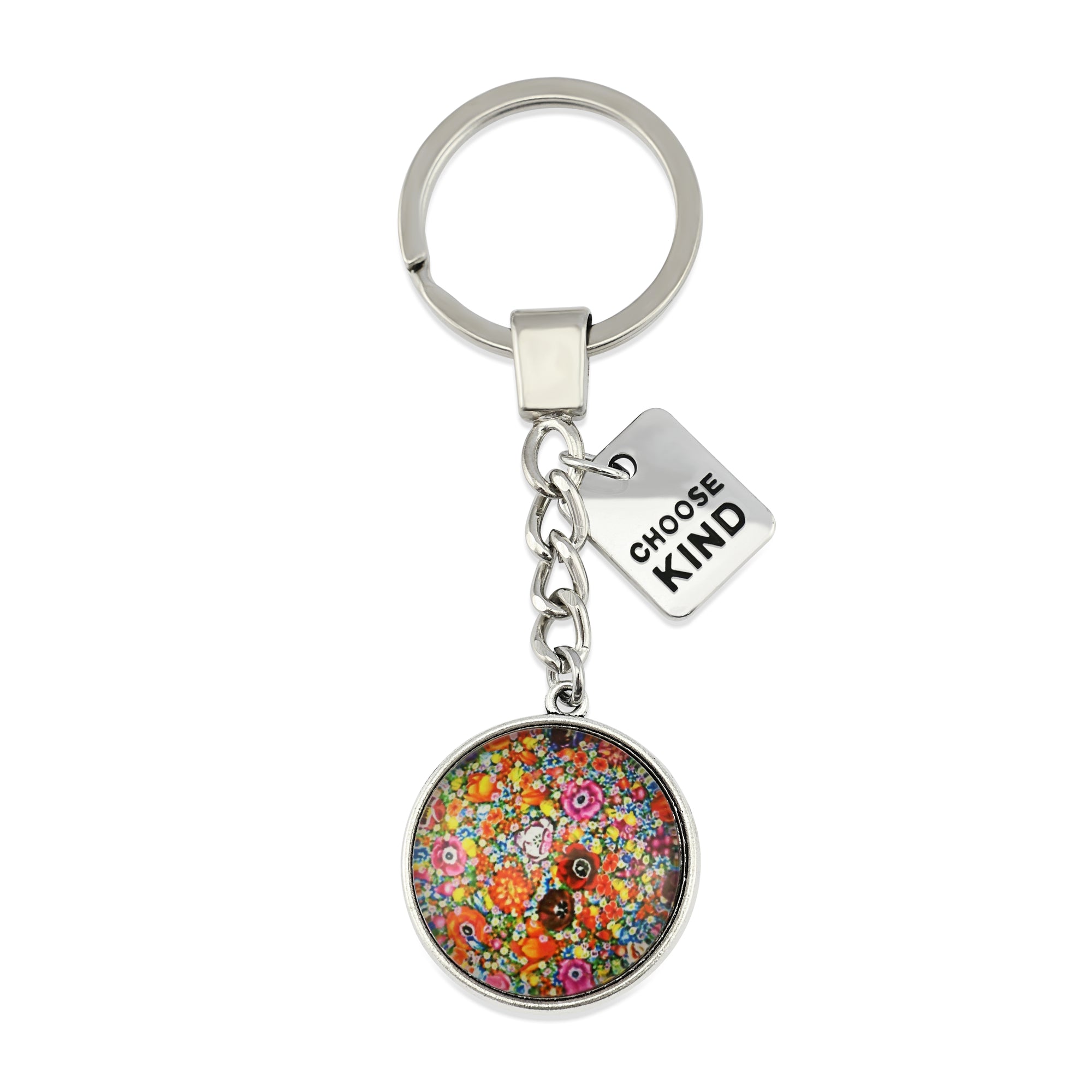 FLOWERPATCH-ChooseKind-VintageSilverKeyring1