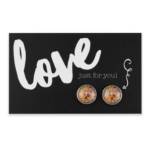 FLORAL WONDERS - Love Just for You - Bright Silver 12mm Circle Studs - FLOWER PATCH (10913)