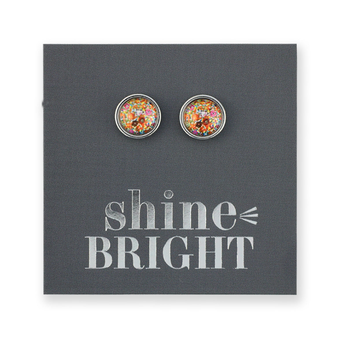 FLORAL WONDERS - Shine Bright - 8mm Stainless Steel Circle Studs Silver - FLOWER PATCH (9905-F)