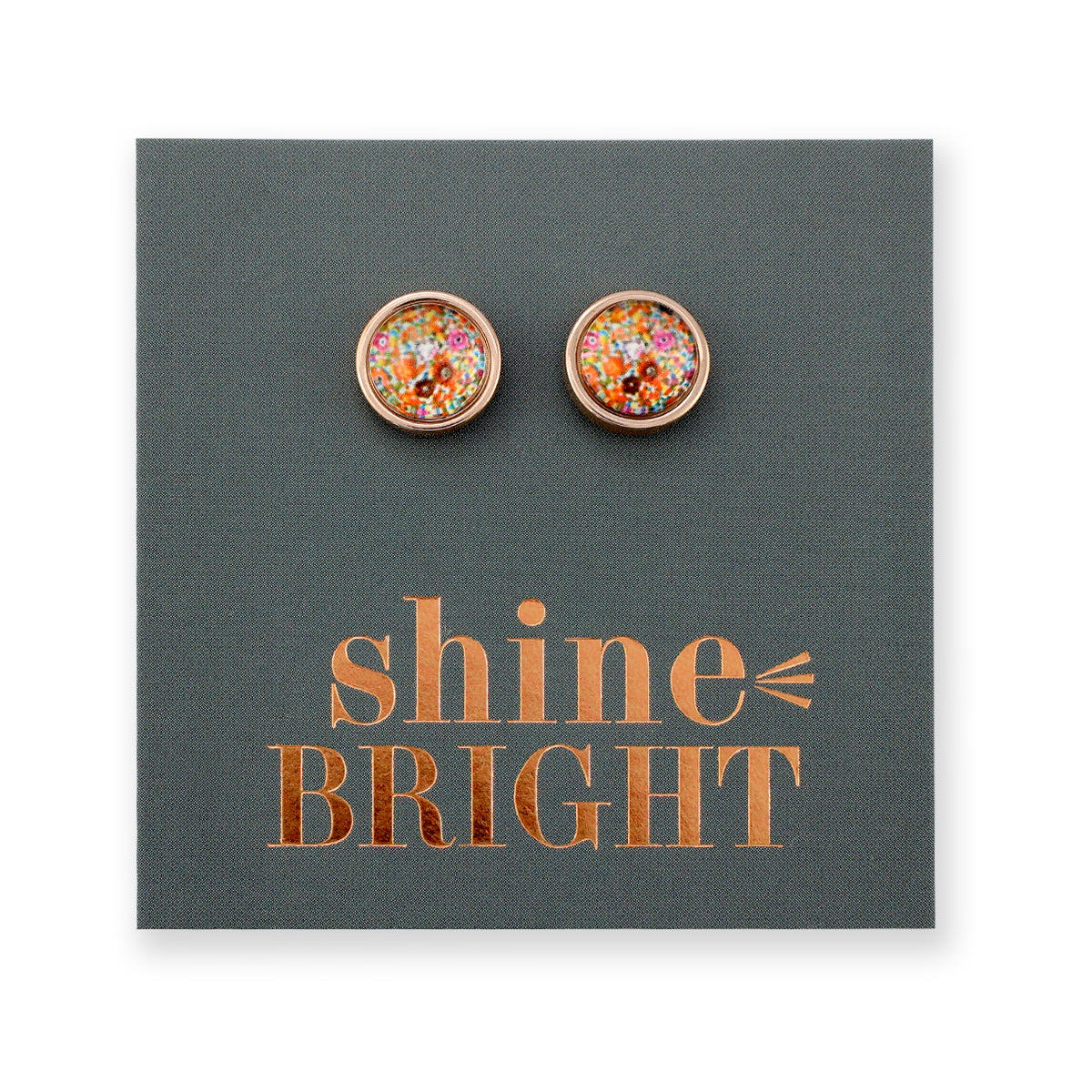 FLORAL WONDERS - Shine Bright - 8mm Stainless Steel Circle Studs Rose Gold - FLOWER PATCH (9905-R)