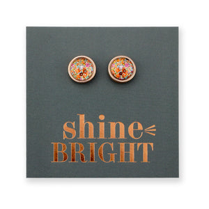 FLORAL WONDERS - Shine Bright - 8mm Stainless Steel Circle Studs Rose Gold - FLOWER PATCH (9905-R)