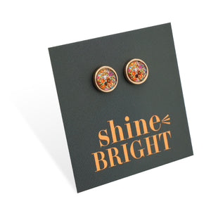 FLORAL WONDERS - Shine Bright - 8mm Stainless Steel Circle Studs Rose Gold - FLOWER PATCH (9905-R)