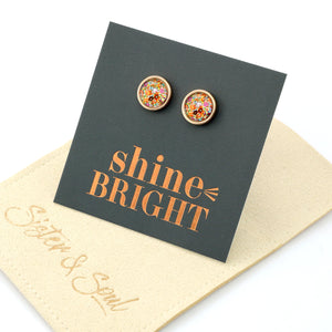 FLORAL WONDERS - Shine Bright - 8mm Stainless Steel Circle Studs Rose Gold - FLOWER PATCH (9905-R)