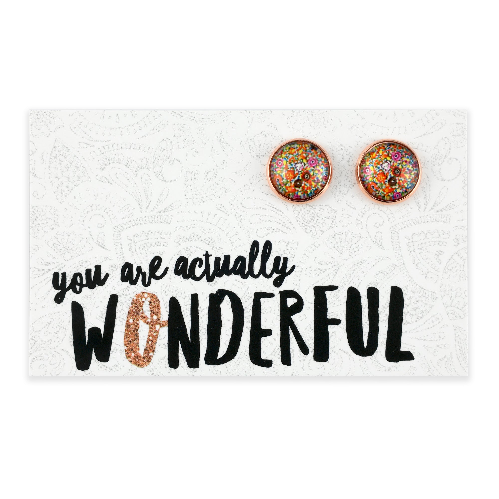 FLORAL WONDERS - You Are Actually Wonderful - Rose Gold 12mm Circle Studs - FLOWER PATCH (10935)