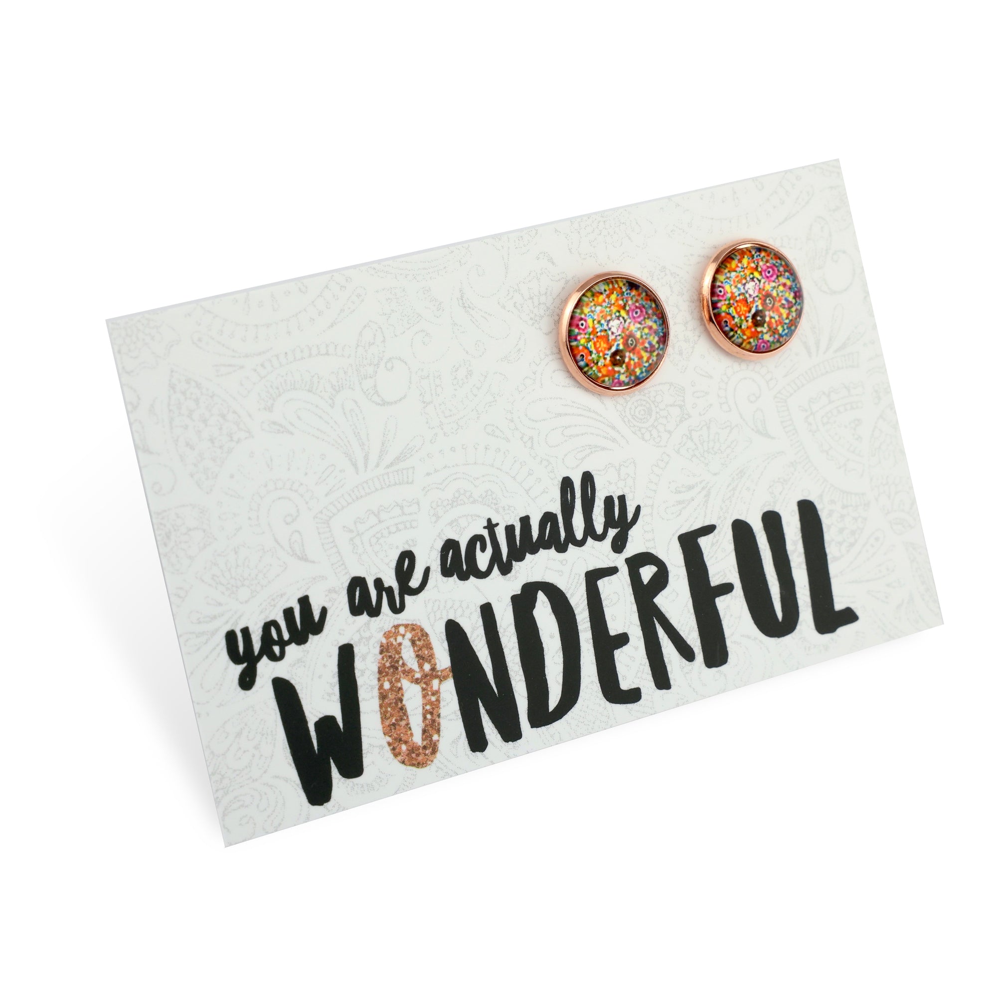 FLORAL WONDERS - You Are Actually Wonderful - Rose Gold 12mm Circle Studs - FLOWER PATCH (10935)