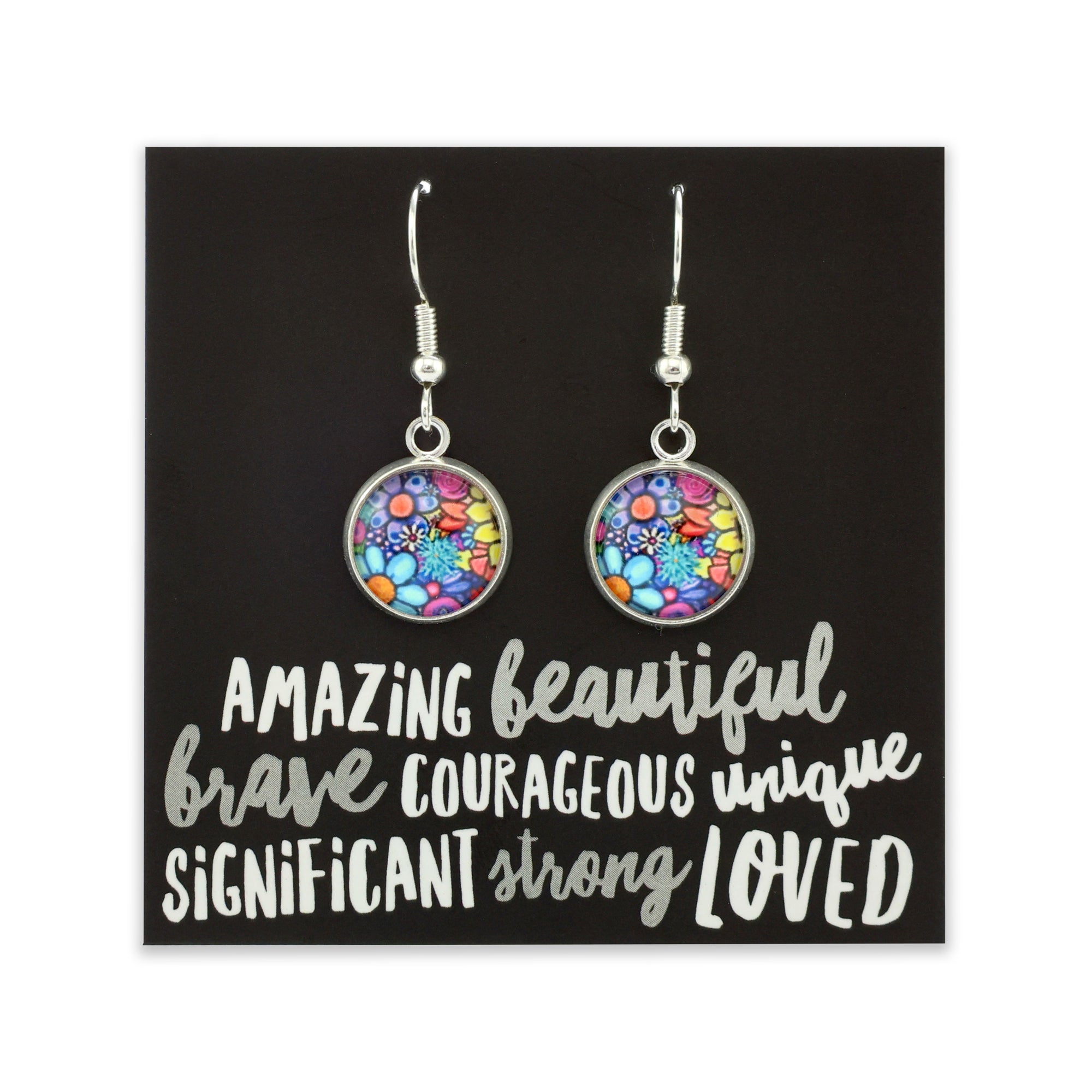 Heart & Soul Collection - Amazing Beautiful Brave - Bright Silver Dangle Earrings - Forever Young (11945)