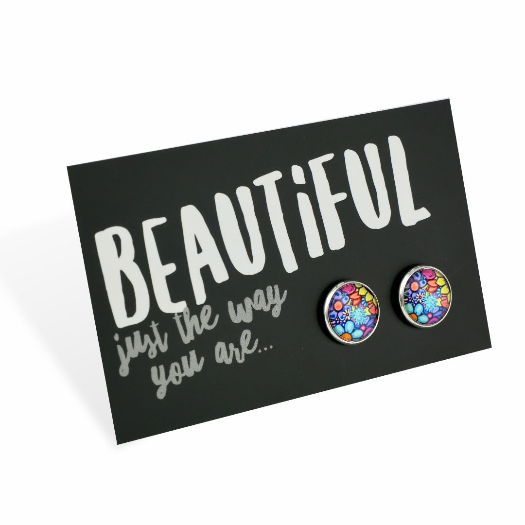 Heart & Soul Collection - Beautiful Just The Way You Are - Vintage Silver Silver 12mm Circle Studs - Forever Young (12052)
