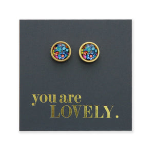 You Are Lovely - Gold Stainless Steel 8mm Circle Studs - Forever Young (11845)