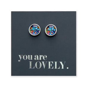 You Are Lovely - Silver Stainless Steel 8mm Circle Studs - Forever Young (11935)