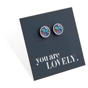 You Are Lovely - Silver Stainless Steel 8mm Circle Studs - Forever Young (11935)