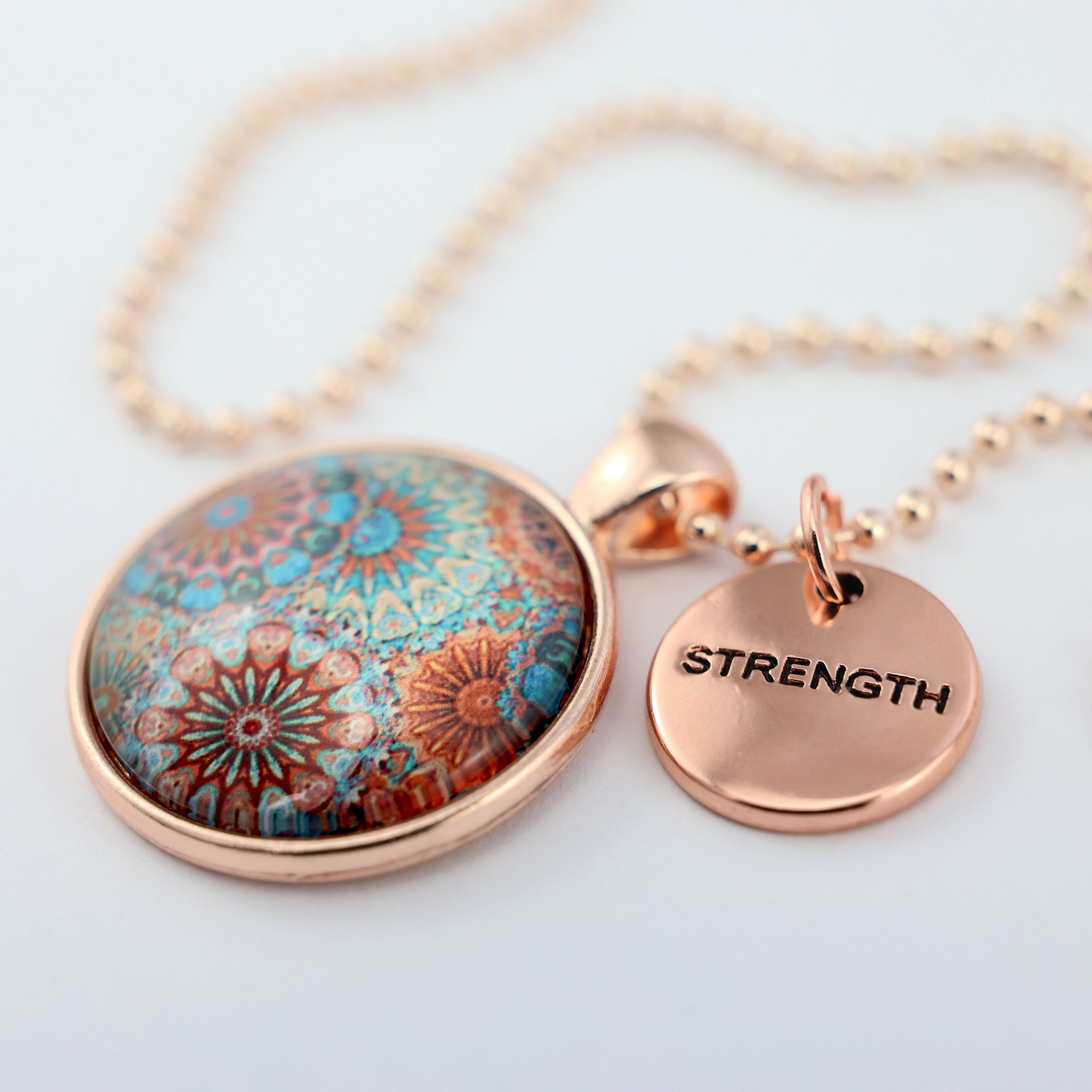 Boho Collection - Rose Gold 'STRENGTH' Necklace - Glaze (10623)