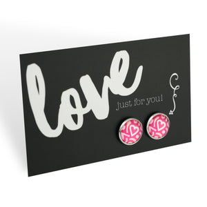 PINK COLLECTION - Love Just For You! - Bright Silver 12mm Circle Studs - Hearty (11263)