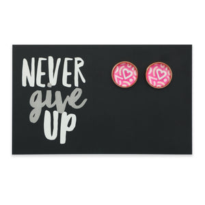 PINK COLLECTION - Never Give Up - Rose Gold 12mm Circle Studs - Hearty (11015)