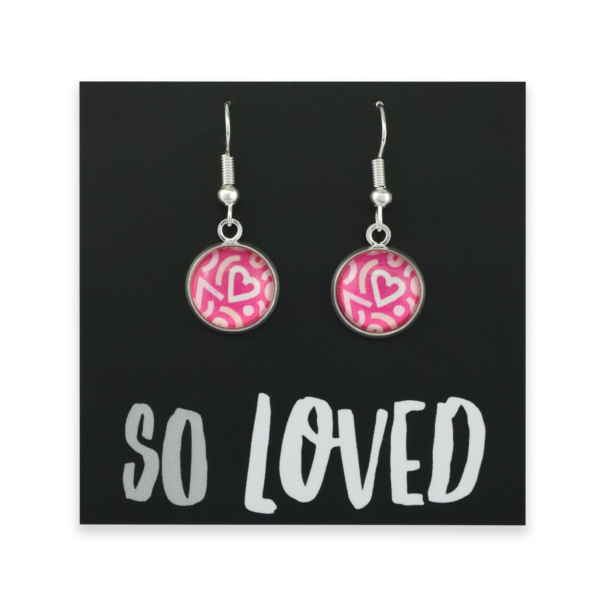 PINK COLLECTION - So Loved - Bright Silver Dangle Earrings - Hearty (11053)