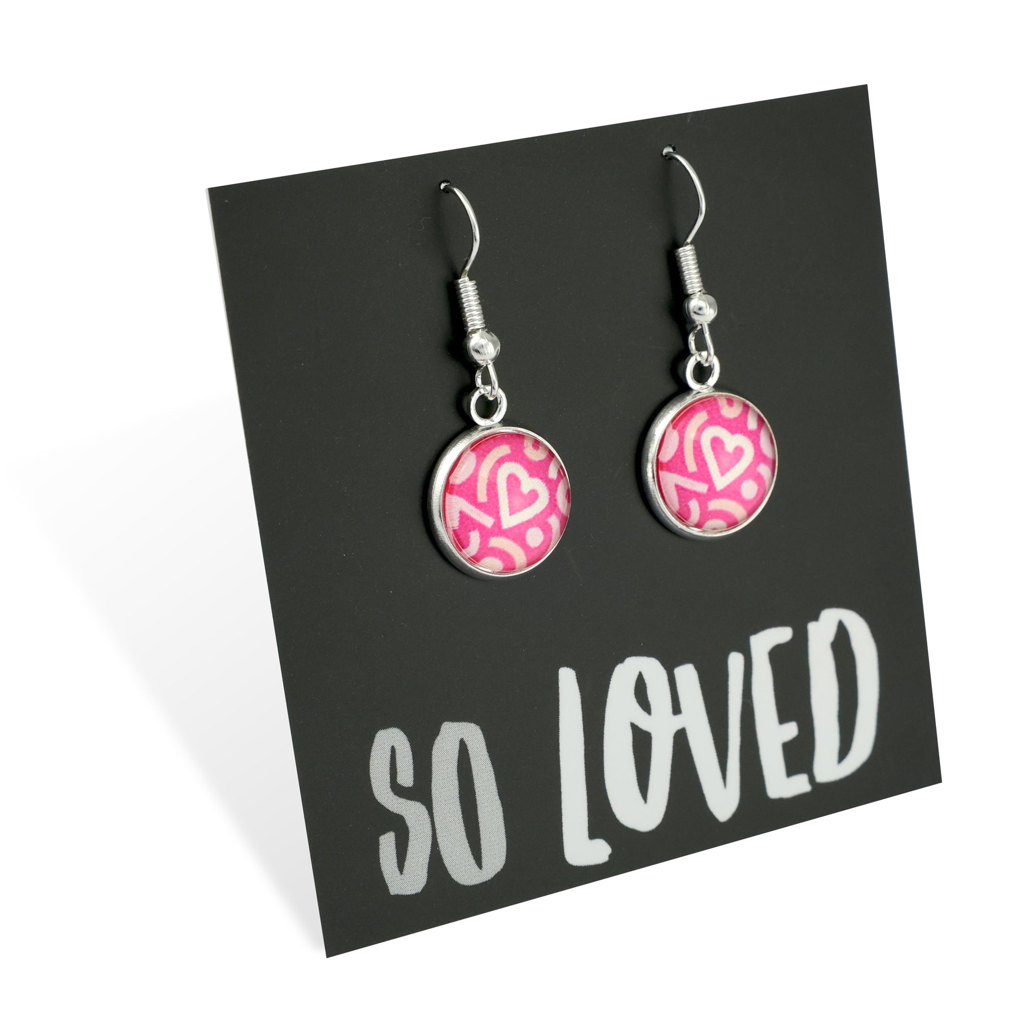 PINK COLLECTION - So Loved - Bright Silver Dangle Earrings - Hearty (11053)