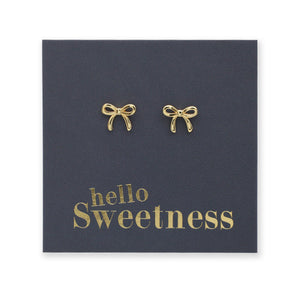 Tiny Bows - Sterling Silver Gold Studs - Hello Sweetness (9412-F)