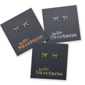 Tiny Bows - Sterling Silver 18k Rose Gold Plated Studs - Hello Sweetness (8906-F)