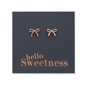 Tiny Bows - Sterling Silver 18k Rose Gold Plated Studs - Hello Sweetness (8906-F)