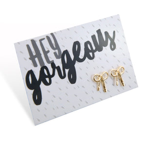 Hey Gorgeous! 'Put a Bow on it' Earring Studs - Gold (2306)