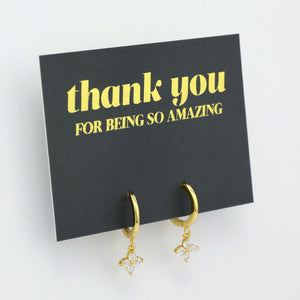 HUGGIES - Thank You For Being So Amazing - 18K Gold Sterling Silver Hoops with Cubic Zirconia Star Charm (2214-R)