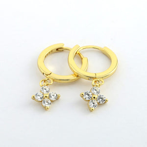 HUGGIES - Thank You For Being So Amazing - 18K Gold Sterling Silver Hoops with Cubic Zirconia Star Charm (2214-R)