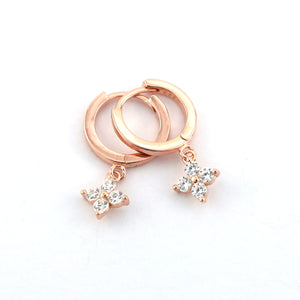 HUGGIES - Thank You For Being So Amazing - 18K Rose Gold Sterling Silver Hoops with Cubic Zirconia Star Charm (2214-F)