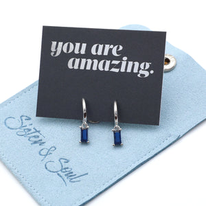 HUGGIES - You Are Amazing - Baguette Drop - Blue CZ Stone