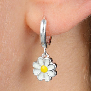 HUGGIES - Hello Gorgeous - Sterling Silver Hoops with Daisy Charm (12122)