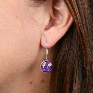 SPARKLEFEST - She Leaves A Little Sparkle - Stainless Steel Bright Silver Dangles - Violet Pop (2107-R)