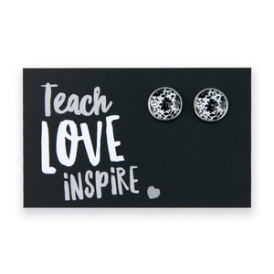 Black & White Collection - Teach Love Inspire - Bright Silver 12mm Circle Studs - Inky Buds (12552)